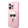 Ochranný kryt pro iPhone 13 Pro MAX - Karl Lagerfeld, TPU Glitter Karl Head Pink