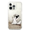 Ochranný kryt pro iPhone 13 Pro MAX - Karl Lagerfeld, Liquid Glitter Choupette Eat Gold