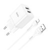 Nabíjecí USB adaptér do sítě - Hoco, N25 Maker White + Lightning kabel