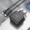 Rychlá USB-C nabíječka do sítě - Hoco, N29 Triumph PD35W/QC3.0 Black  + Lightning kabel