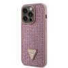 Ochranný kryt pro iPhone 14 Pro - Guess, Rhinestones Triangle Metal Logo Pink