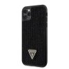 Ochranný kryt pro iPhone 11 Pro - Guess, Rhinestones Triangle Metal Logo Black