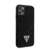 Ochranný kryt pro iPhone 11 Pro - Guess, Rhinestones Triangle Metal Logo Black