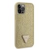 Ochranný kryt pro iPhone 12 / 12 Pro - Guess, Rhinestones Triangle Metal Logo Gold