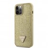 Ochranný kryt pro iPhone 12 Pro MAX - Guess, Rhinestones Triangle Metal Logo Gold