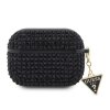 Pouzdro na sluchátka AirPods Pro 1/2 - Guess, Rhinestones Triangle Metal Logo Black