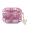 Pouzdro na sluchátka AirPods Pro 1/2 - Guess, Rhinestones Triangle Metal Logo Pink