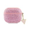 Pouzdro na sluchátka AirPods 3 - Guess, Rhinestones Triangle Metal Logo Pink