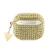 Pouzdro na sluchátka AirPods 3 - Guess, Rhinestones Triangle Metal Logo Gold