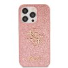 Ochranný kryt na iPhone 15 Pro - Guess, Fixed Glitter 4G Metal Logo Pink