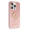 Ochranný kryt na iPhone 15 Pro - Guess, Fixed Glitter 4G Metal Logo Pink