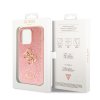 Ochranný kryt na iPhone 15 Pro - Guess, Fixed Glitter 4G Metal Logo Pink