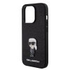 Ochranný kryt na iPhone 15 Pro - Karl Lagerfeld, Fixed Glitter Metal Ikonik Black