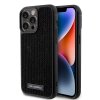Ochranný kryt na iPhone 15 Pro MAX - Karl Lagerfeld, Rhinestone Plate Metal Logo Black