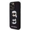 Ochranný kryt na iPhone 15 Pro MAX - Karl Lagerfeld, Liquid Silicone Karl and Choupette Heads Black