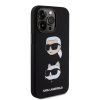 Ochranný kryt na iPhone 15 Pro MAX - Karl Lagerfeld, Liquid Silicone Karl and Choupette Heads Black