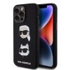Ochranný kryt na iPhone 15 Pro MAX - Karl Lagerfeld, Liquid Silicone Karl and Choupette Heads Black