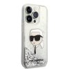 Ochranný kryt na iPhone 15 Pro MAX - Karl Lagerfeld, Liquid Glitter Karl Head Silver