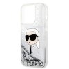 Ochranný kryt na iPhone 15 Pro MAX - Karl Lagerfeld, Liquid Glitter Karl Head Silver