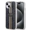 Ochranný kryt na iPhone 15 - Guess, IML 4G Gold Stripe Black