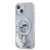 Ochranný kryt na iPhone 15 - Karl Lagerfeld, Liquid Glitter Karl and Choupette Heads MagSafe Transparent