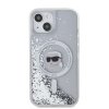 Ochranný kryt na iPhone 15 - Karl Lagerfeld, Liquid Glitter Karl Head MagSafe Transparent