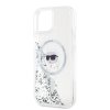 Ochranný kryt na iPhone 15 - Karl Lagerfeld, Liquid Glitter Karl Head MagSafe Transparent