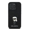Ochranný kryt na iPhone 16 Pro MAX - Karl Lagerfeld, Fixed Glitter Metal Ikonik Black