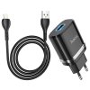 Nabíjecí AC adaptér pro iPhone a iPad - Hoco, N1 Ardent Black + Lightning kabel - ROZBALENO