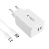 Rychlá nabíječka do sítě - Tech-Protect, NC45W-GAN PD45W White + USB-C kabel