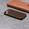 Kožený obal na iPhone 15 - iCarer, OilWax MagSafe Brown