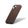 Kožený obal na iPhone 15 - iCarer, OilWax MagSafe Brown