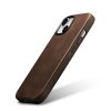 Kožený obal na iPhone 15 - iCarer, OilWax MagSafe Brown
