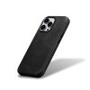 Kožený obal na iPhone 15 Pro - iCarer, OilWax MagSafe Black