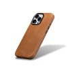 Kožený obal na iPhone 15 Pro - iCarer, OilWax MagSafe Camel