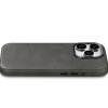 Kožený obal na iPhone 15 Pro - iCarer, OilWax MagSafe Gray
