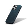 Kožený obal na iPhone 15 Pro - iCarer, OilWax MagSafe Blue