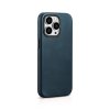 Kožený obal na iPhone 15 Pro - iCarer, OilWax MagSafe Blue