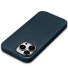 Kožený obal na iPhone 15 Pro - iCarer, OilWax MagSafe Blue