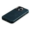 Kožený obal na iPhone 14 Pro - iCarer, OilWax MagSafe Blue