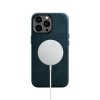 Kožený obal na iPhone 14 Pro - iCarer, OilWax MagSafe Blue