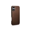 Kožený obal na iPhone 16 - iCarer, OilWax MagSafe Brown