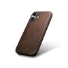 Kožený obal na iPhone 16 - iCarer, OilWax MagSafe Brown