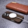 Kožený obal na iPhone 16 Pro - iCarer, OilWax MagSafe Brown
