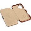 Knížkové pouzdro na iPhone 16 - iCarer, Oil Wax Real Leather MagSafe Brown