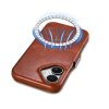 Knížkové pouzdro na iPhone 16 - iCarer, Oil Wax Real Leather MagSafe Brown