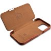 Knížkové pouzdro na iPhone 15 - iCarer, Oil Wax Real Leather MagSafe Brown