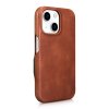 Knížkové pouzdro na iPhone 15 - iCarer, Oil Wax Real Leather MagSafe Brown