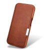 Knížkové pouzdro na iPhone 15 - iCarer, Oil Wax Real Leather MagSafe Brown