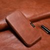 Knížkové pouzdro na iPhone 15 - iCarer, Oil Wax Real Leather MagSafe Brown